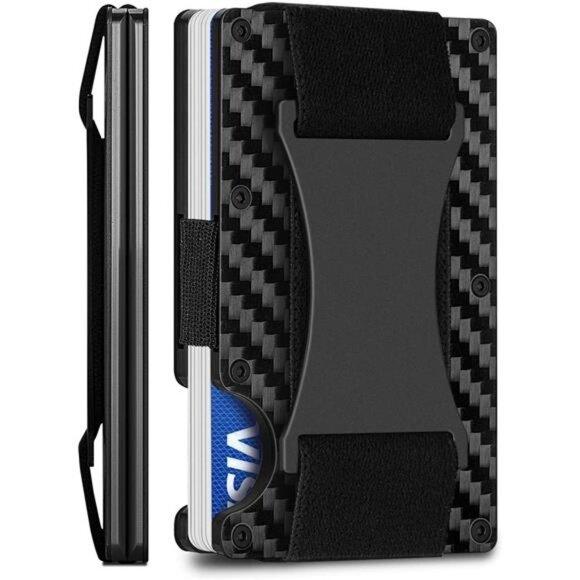 Slim Minimalist Metal Wallet for Men Small Credit Card Holder with RFID Blocking